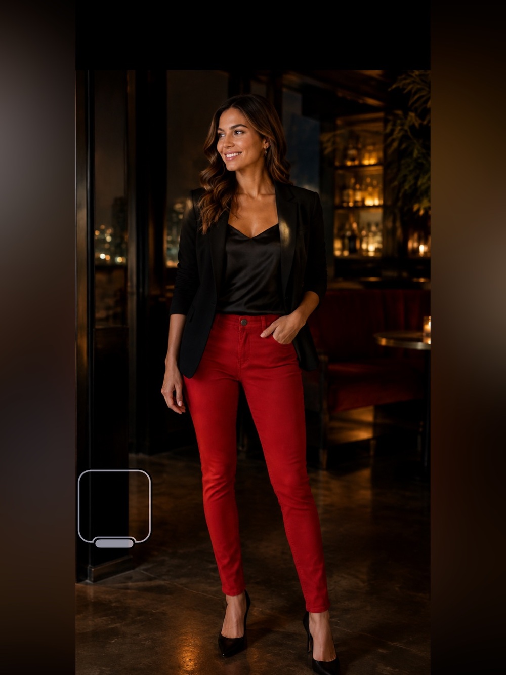 Women's Slim Red Jeans Genetic Los Angeles